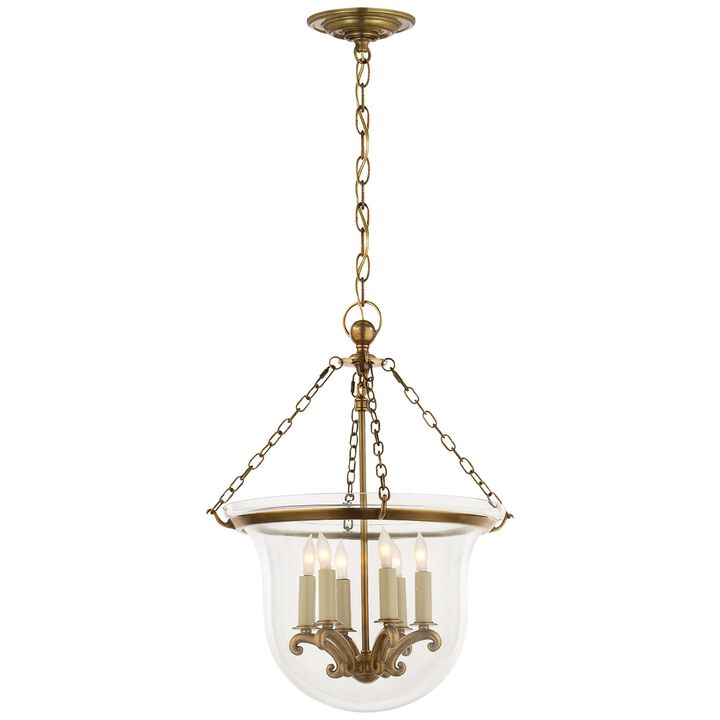 Country Medium Bell Jar Lantern in Antique-Burnished Brass