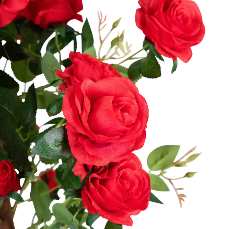 Roses with Greenery Artificial Potted Tree - Red - 47" image number 8