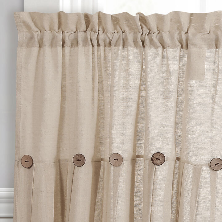 Linen Button Kitchen Tier Window Curtain Panels