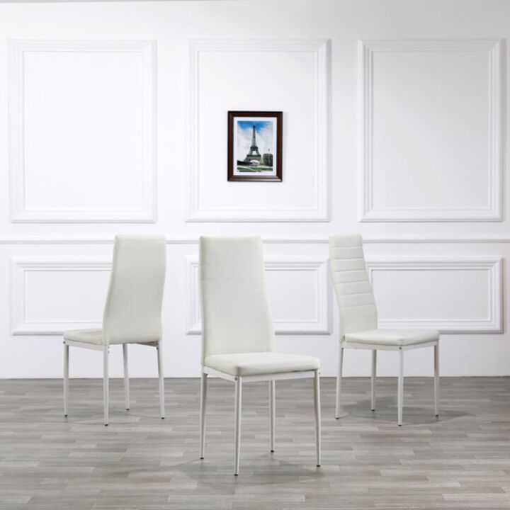 Elegant High Backrest Dining Chairs Assembled with Striped Texture & Modern Design