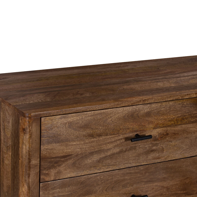 Tao 6 Drawers Dresser, Mango Wood, Walnut Finish, 60"
