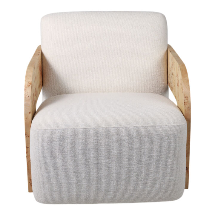 Burl Wood Arm Swivel Accent Chair