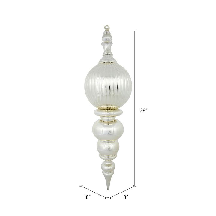 Vickerman 28" Shiny Finial Christmas Ornament, Shatterproof Plastic, Holiday Christmas Tree Decoration, Champagne
