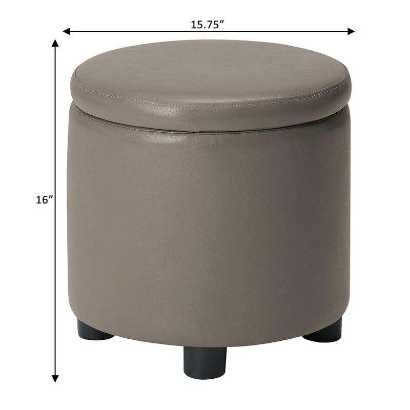 Convience Concept, Inc. Designs 4 Comfort Round Accent Storage Ottoman with Reversible Tray Lid