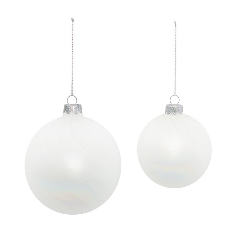 Set of 12 Iridescent Glass Christmas Ornaments – Glossy Holiday Baubles for Tree, Garland, or Mantel Displays