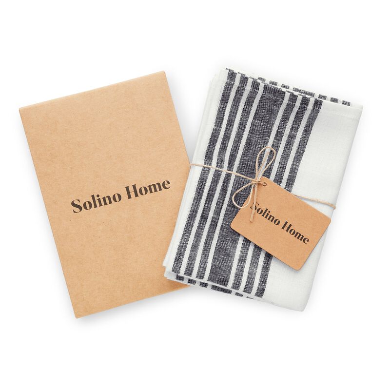 Solino Home 100% Pure Linen Kitchen Towels 17 x 26 Inch Set of 2 - Farmhouse