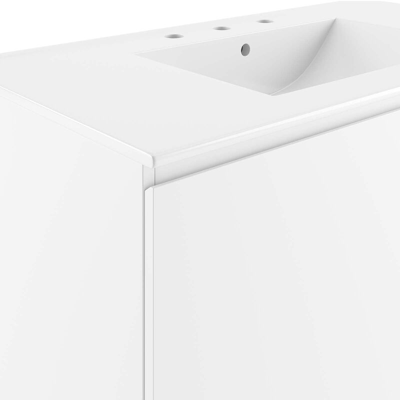 Modway White Bryn Wall-Mount Bathroom Vanity EEI-5779-WHI-WHI image number 6