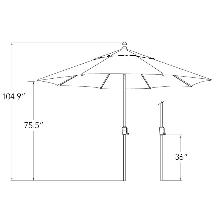 Mondawe 11FT Solefin Octagon Patio Umbrella with Push-Button Tilt, Bronze Frame