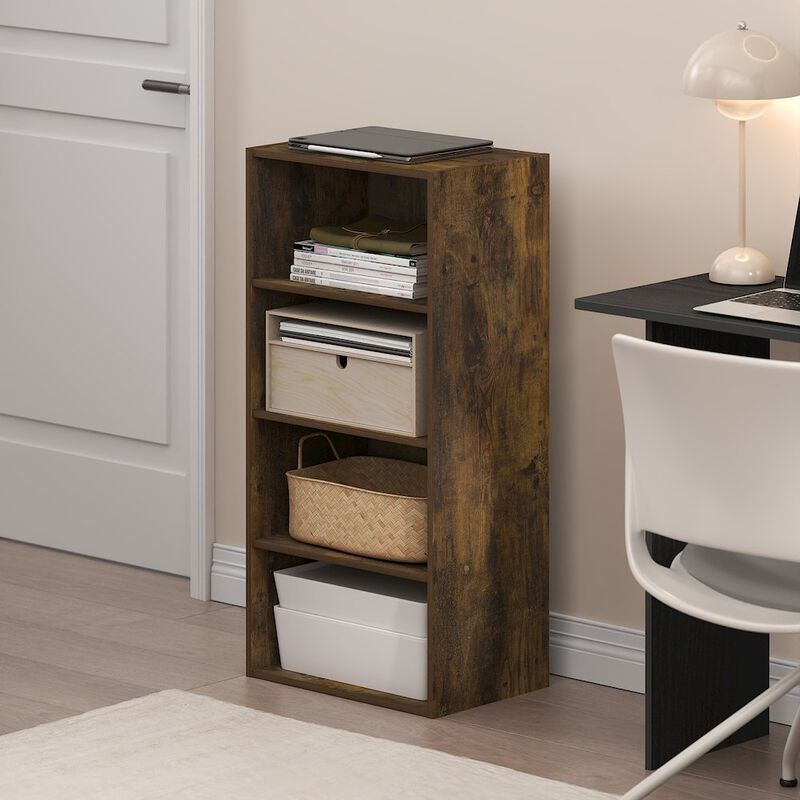 Basic 4-Tier Open Shelf Bookcase, Bookshelf, Storage Organizer, 11 x 17 x 35