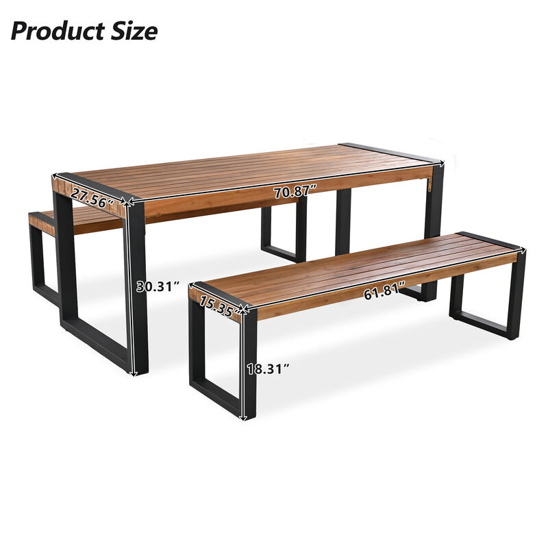 Merax Acacia Wood Bar Stool Set with Removable Cushions, High-Strength Webbing Seat image number 6