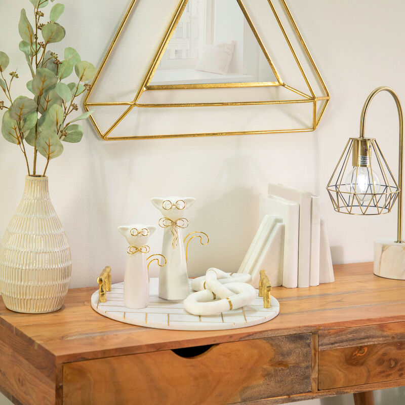 4"x7" Cer Cat Wearing Glasses