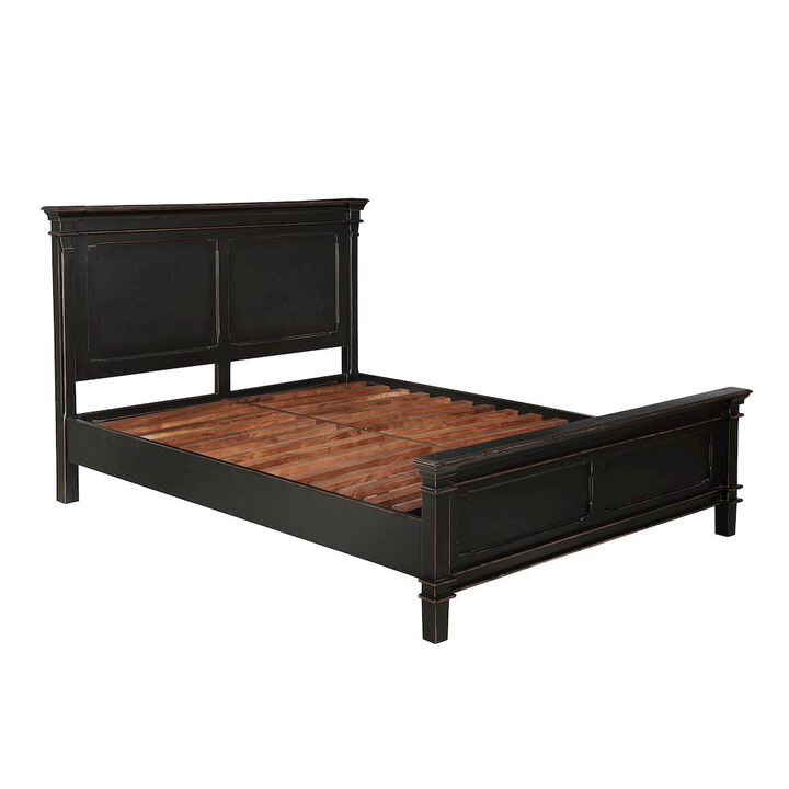 World Interiors Trento Queen Bed in Distressed Black
