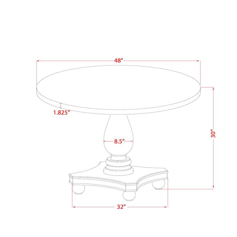East West Furniture IRVING Round Dining Table with Pedestal, Rustic Rubberwood Table in Sandblasting Antique Walnut