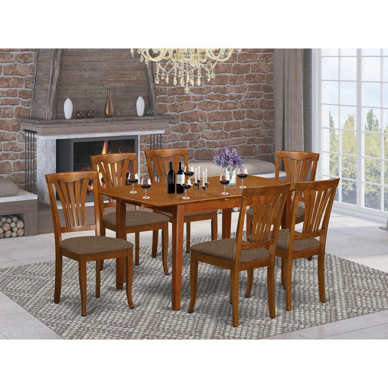 7 Pc dinette set for small spaces - Table with Leaf and 6 Dining Chairs