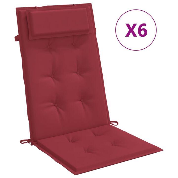 vidaXL Highback Chair Cushions 6 pcs Wine Red Oxford Fabric