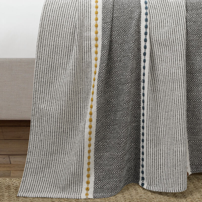 Herringbone Stripe Yarn Dyed Cotton Woven Blanket/Coverlet