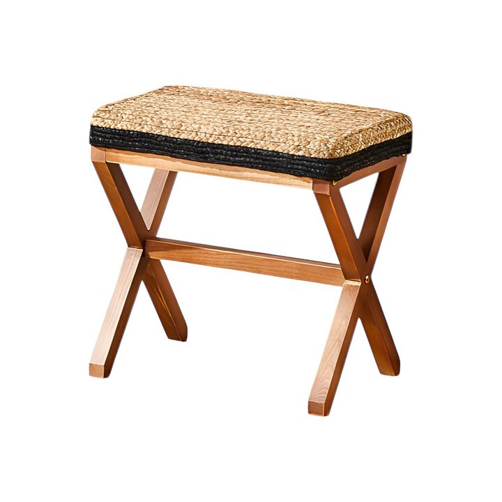 Ottoman Footstool Stylish with X-Shaped Wooden Legs for Living Room & Bedroom