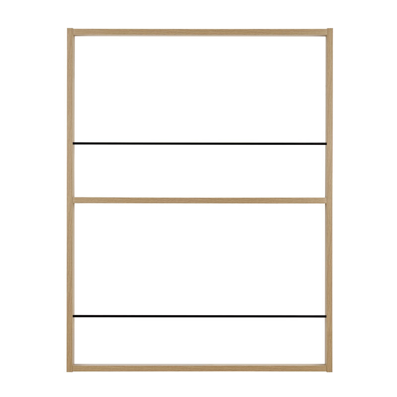 Steiner Beech Square Modern 2-Tier Kids Book or Toy Figure Display Unit Wall Mounted Bookshelf with Contrasting Black Rods