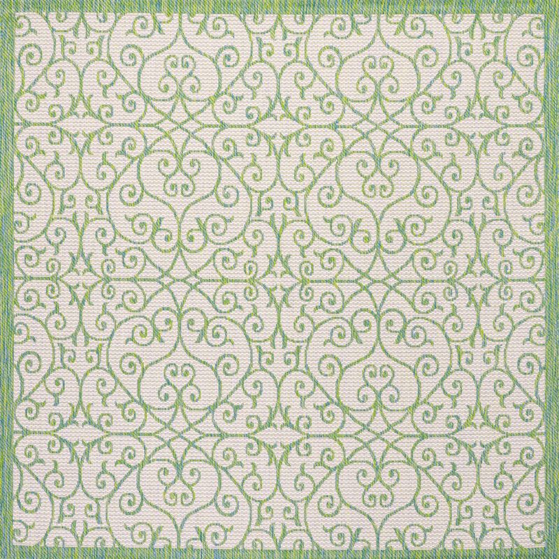 Madrid Vintage Filigree Textured Weave Square Indoor/Outdoor Area Rug