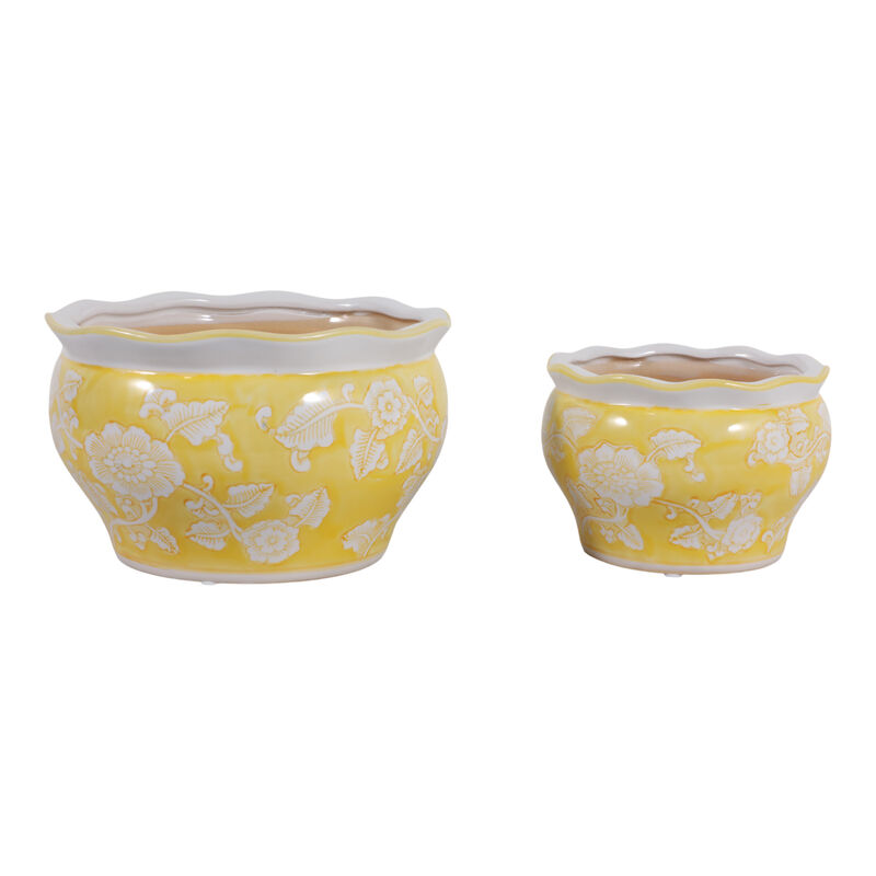 S/2 Round Chinoiserie Planters image number 2