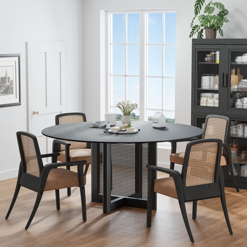 60 Cinna Modern  Wood Round Dining Table（Seats 8）