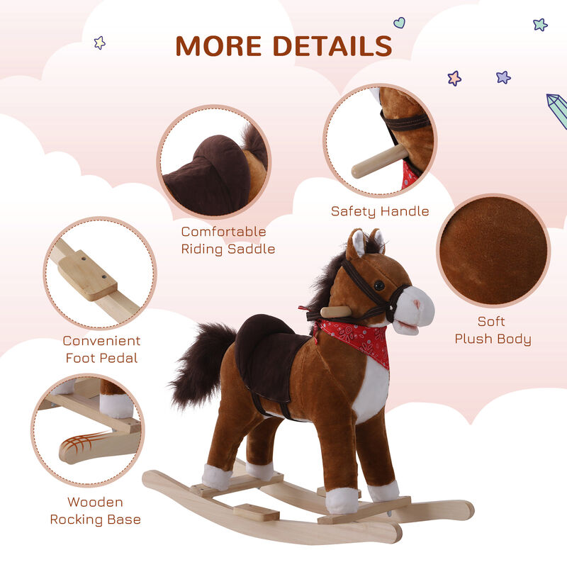 BreeBe Plush Rocking Horse Ride-On Toy for Toddlers image number 5
