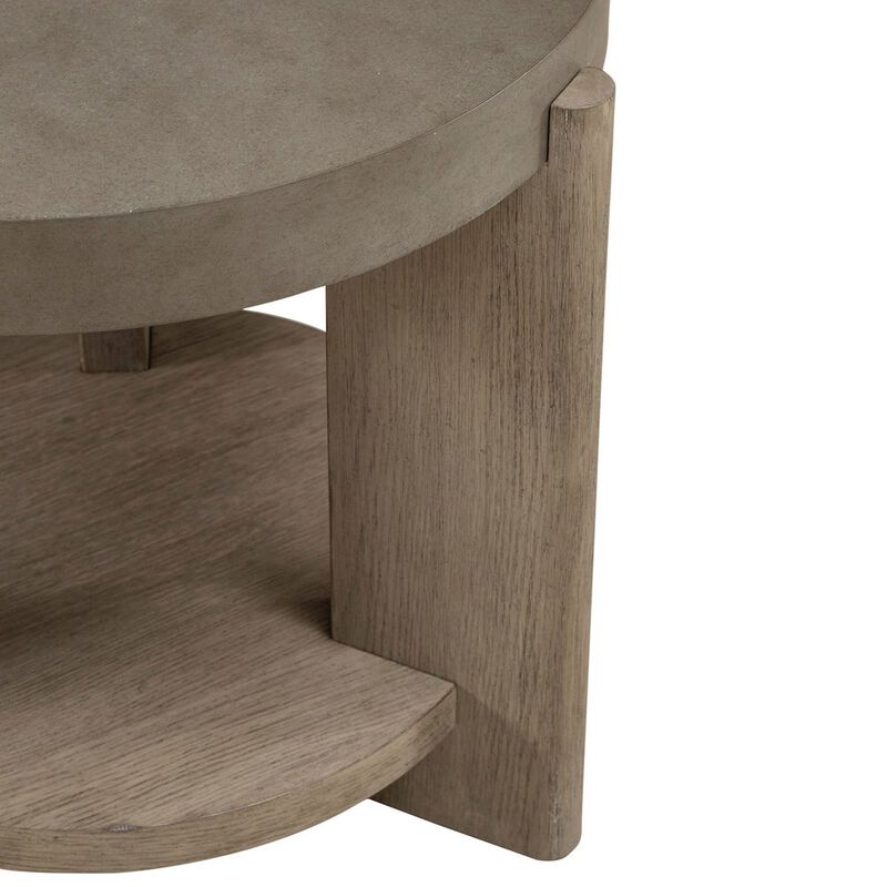 Liberty Furniture Affinity Round End Table for Living Room - Dusty Taupe Faux Concrete Tops image number 4