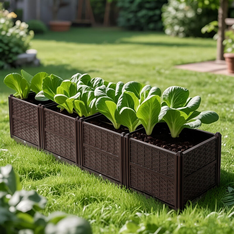 WOW PIONEER Indoor Outdoor Rectangular Planter Box for Growing Vegetables Herbs Flowers Succulents for Garden Balcony Terrace Backyard Porch Home Display image number 8