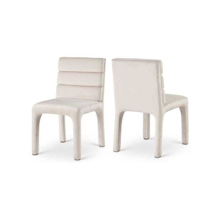 Meridian Furniture Kai Cream Velvet Dining Chair, Set of 2