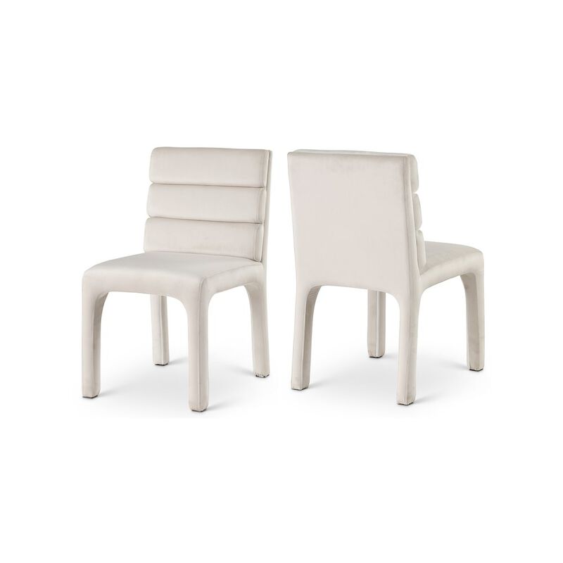 Meridian Furniture Kai Cream Velvet Dining Chair, Set of 2