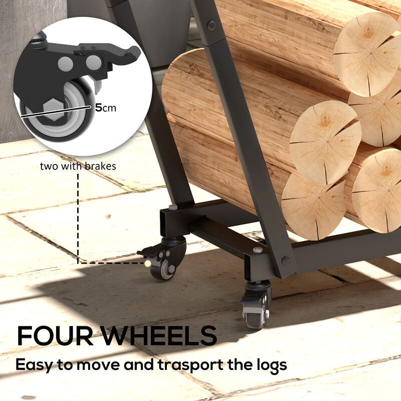 Firewood Storage Rack &ndash; Metal Log Holder for Fireplace or Backyard image number 4
