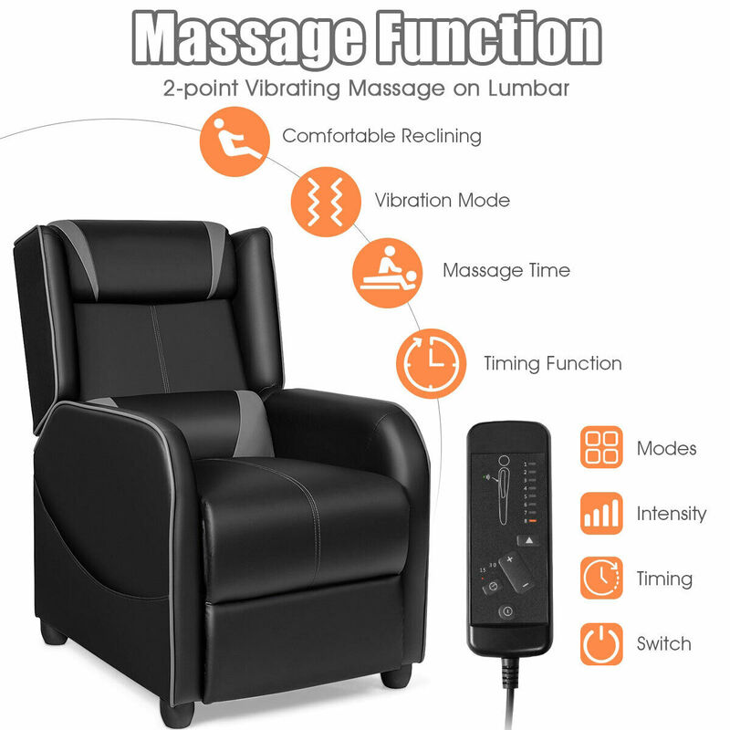 Home Massage Gaming Recliner Chair-Grey