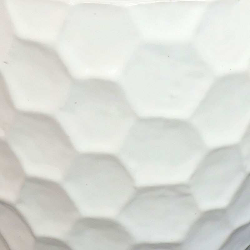 Sunnydaze 13.5" Honeycomb Pattern Ceramic Planter - White - Set of 2