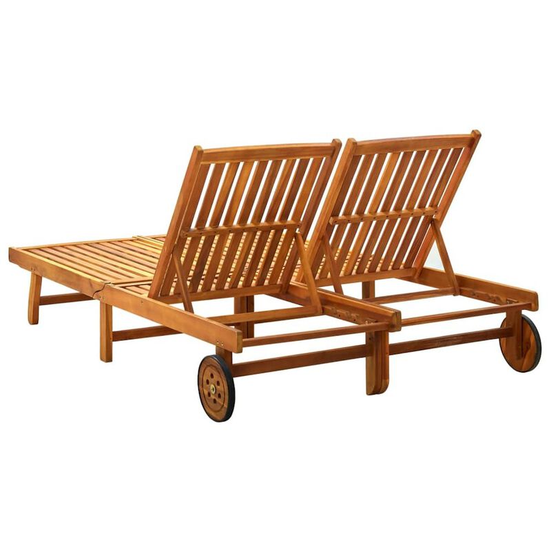 Sunlounger Natural Wood Solid Acacia Wood Large