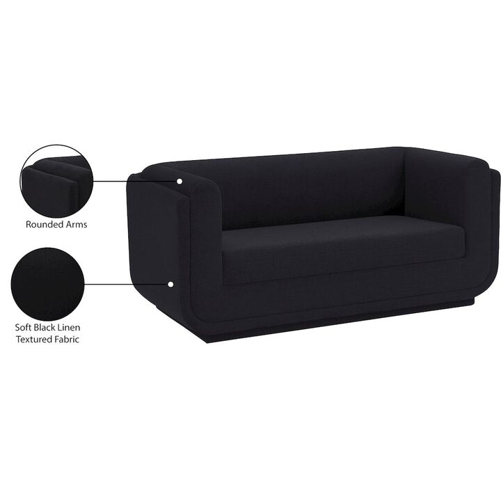 Meridian Furniture Kimora Black Linen Textured Fabric Loveseat