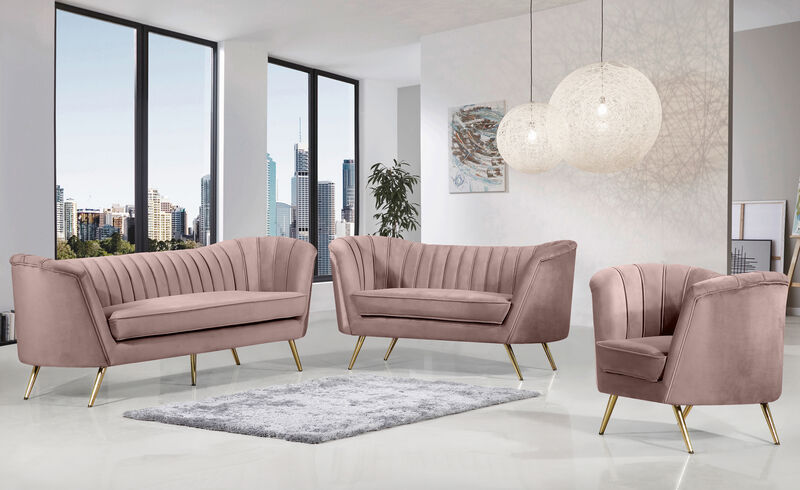 Meridian Furniture Margo Pink Velvet Loveseat image number 4