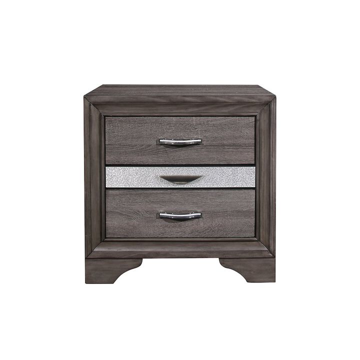 Global Furniture USA Traditional Glam Seville Grey Nightstand, Malamine Grey