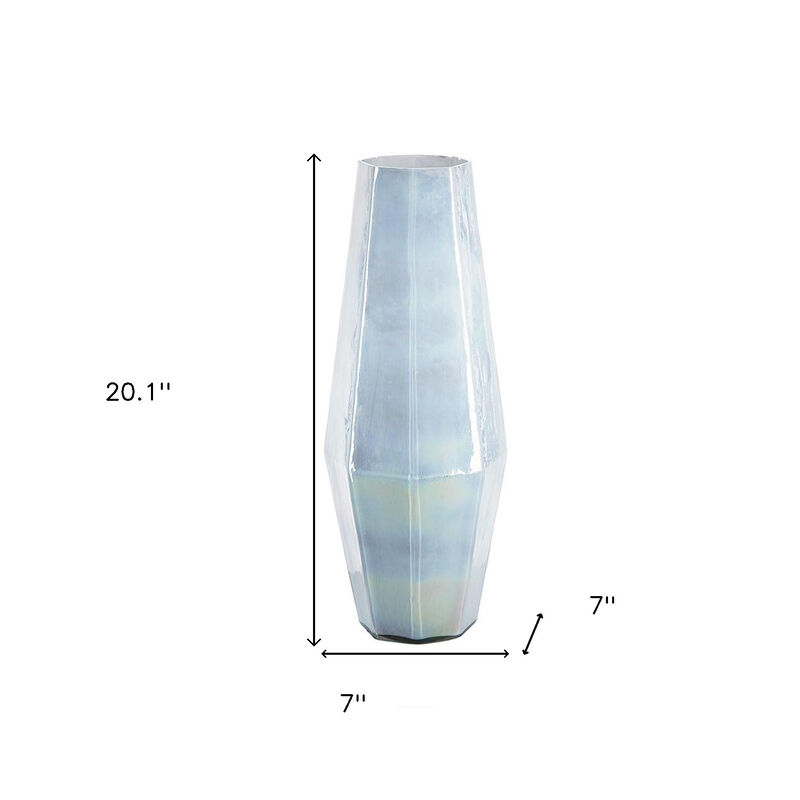 HomeRoots 20" Blue And Opal Glass Cylinder Table Vase image number 6