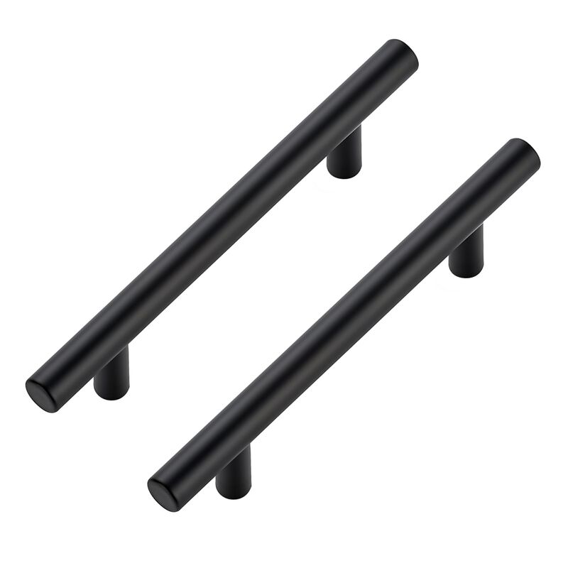 JOY DECOR 3 Pack Cabinet Handles, Black Cabinet Pulls, 4 in Hole Center Kitchen Hardware, Stainless Steel T Bar Handles for Dres