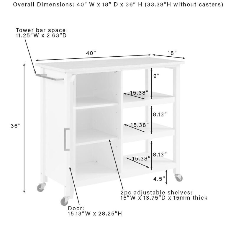 Crosley Furniture Tristan Open Kitchen Island/Cart