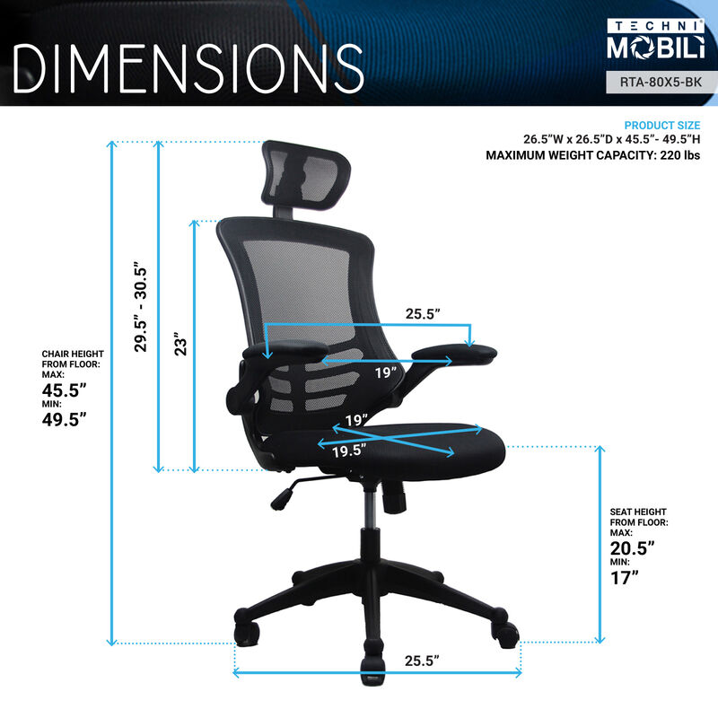 Streamdale Contemporary Mesh Executive Chair with Headrest and Arms image number 3