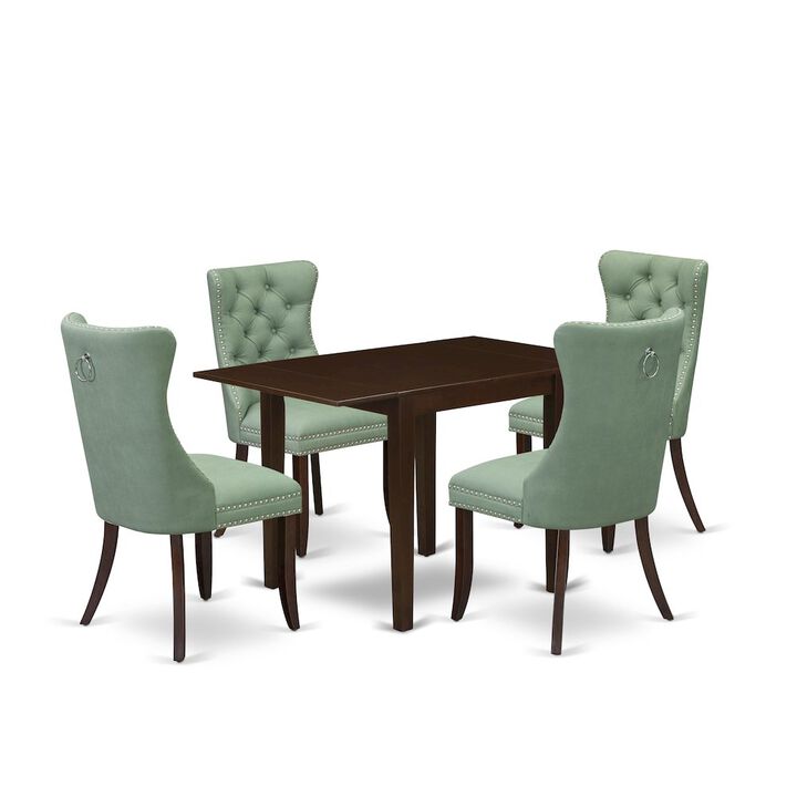 5 Piece Dining Set Consists of a Rectangle Kitchen Table with Dropleaf