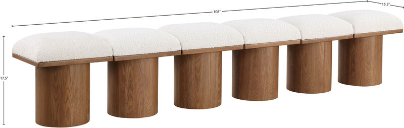 Meridian Furniture Pavilion Cream Boucle Fabric Bench