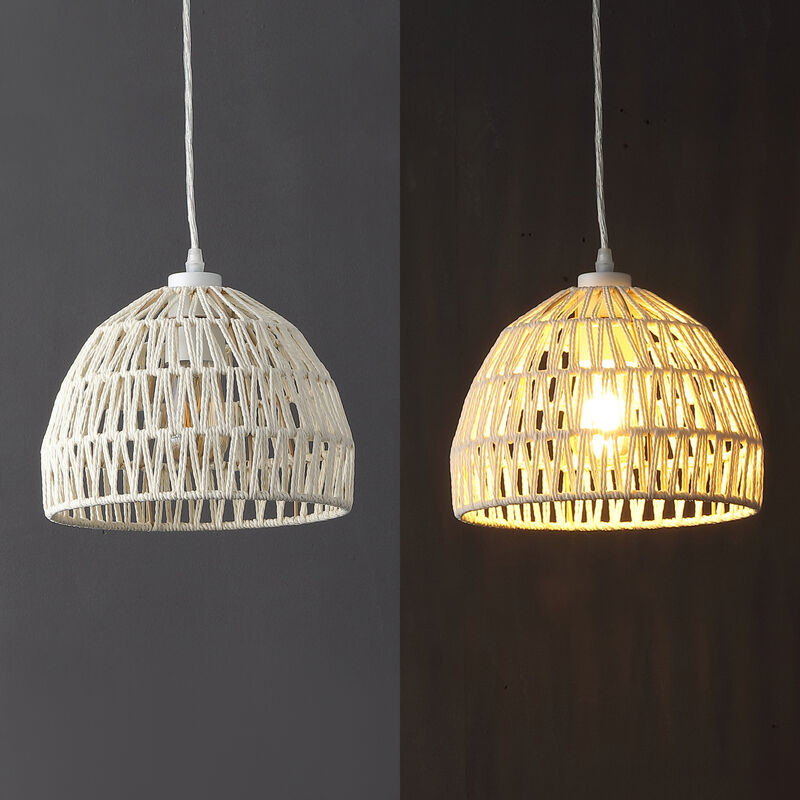 Campana Bohemian Modern Woven Rattaniron LED Pendant