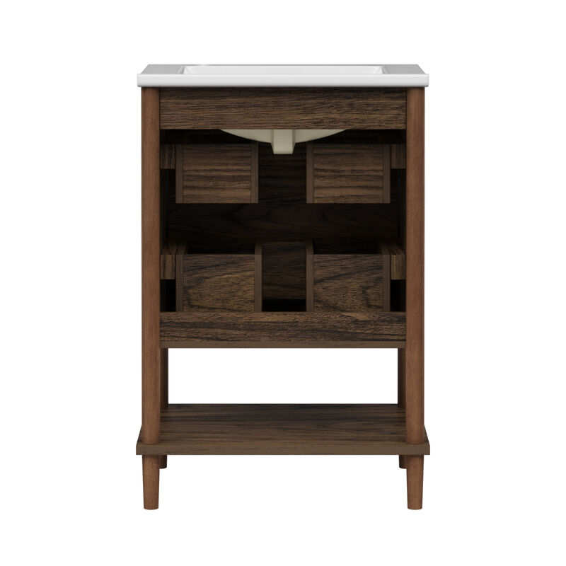Ellery 24" Single Bathroom Vanity with Two Drawers, Walnut image number 3