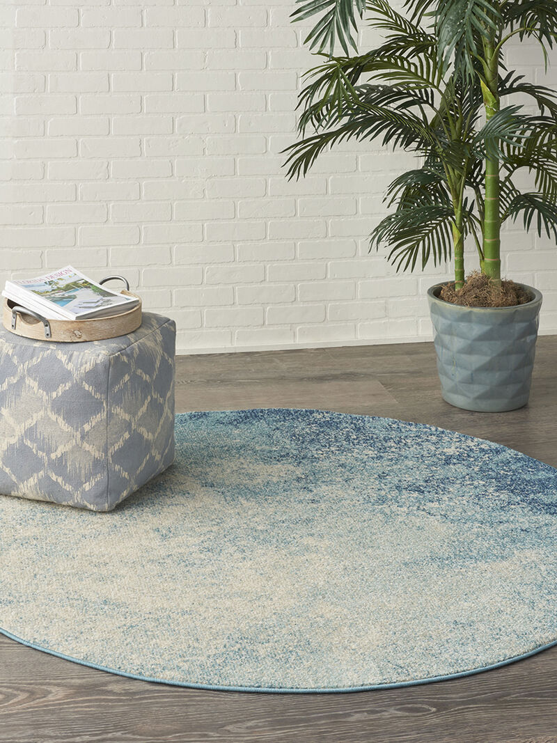 Passion PSN10 Navy/Light Blue 4' x Round Rug image number 8