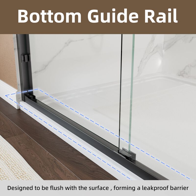 Heavy-Duty Aluminum Shower Door with Anti-Derailment Track, 60x76 Wide Adjustable