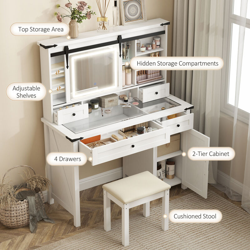 Hivvago Makeup Vanity Table with Mirror, Lights and Stool image number 4