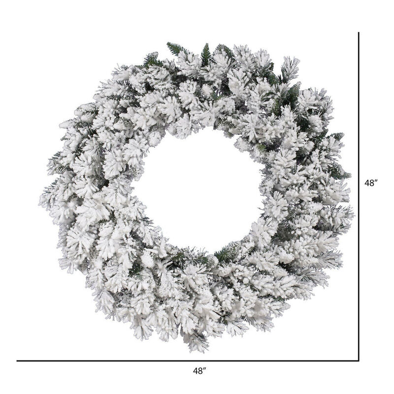 Vickerman 48" Flocked Snow Ridge Artificial Christmas Wreath Unlit image number 2