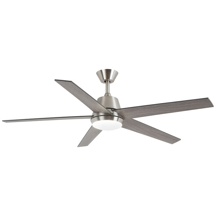 52 in. Smart Brushed Nickel Integrated LED Dimmable Reversible Blades Ceiling Fan with Light and APP Control & Remote